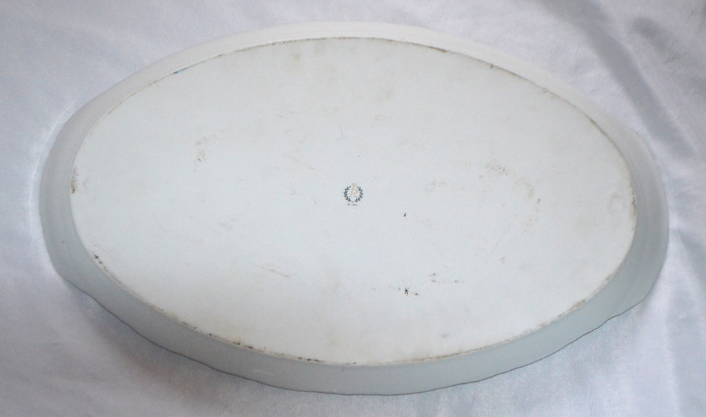 Large 20" Vintage Porcelain Reichenbach Germany 24 karat Gilt Oval Platter with Rose Decor