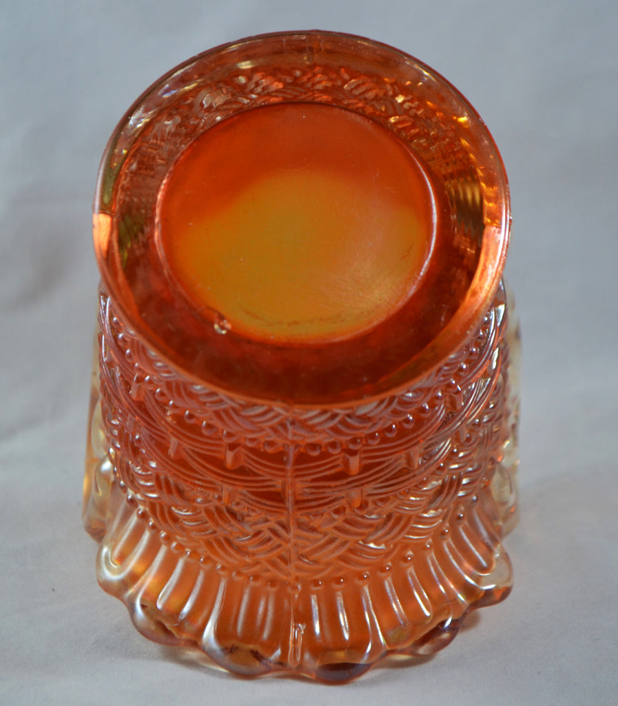 Antique 1900s Dugan Marigold Carnival Glass Beaded Basket