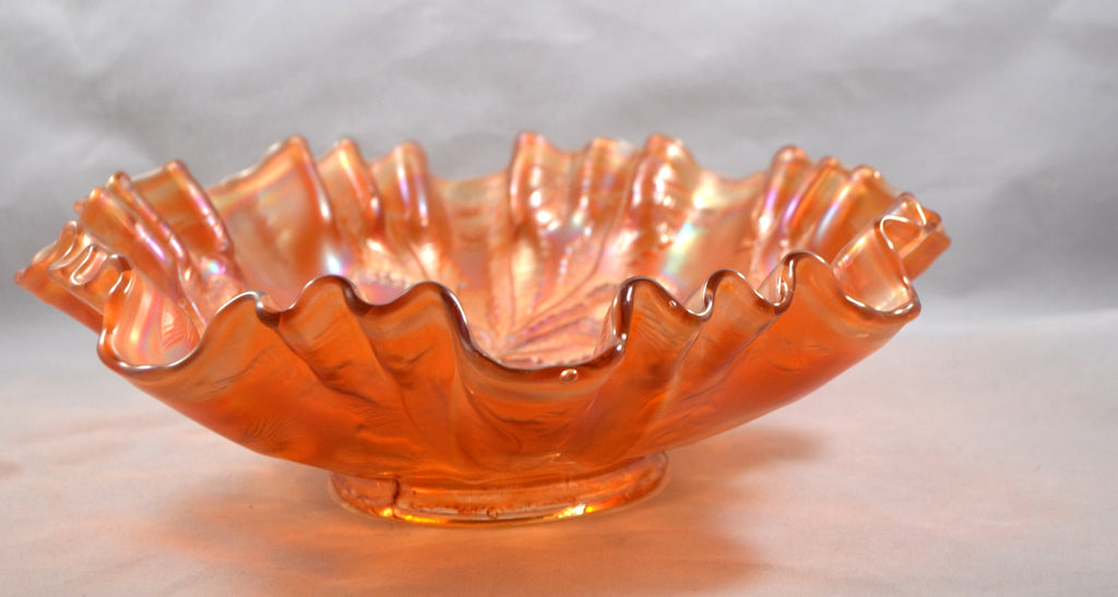 Fenton Dark Marigold Carnival Glass Thistle Pattern 3-in-1 Edge Bowl