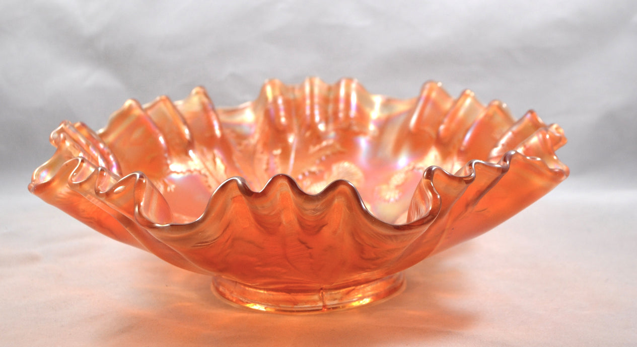 Fenton Dark Marigold Carnival Glass Thistle Pattern 3-in-1 Edge Bowl