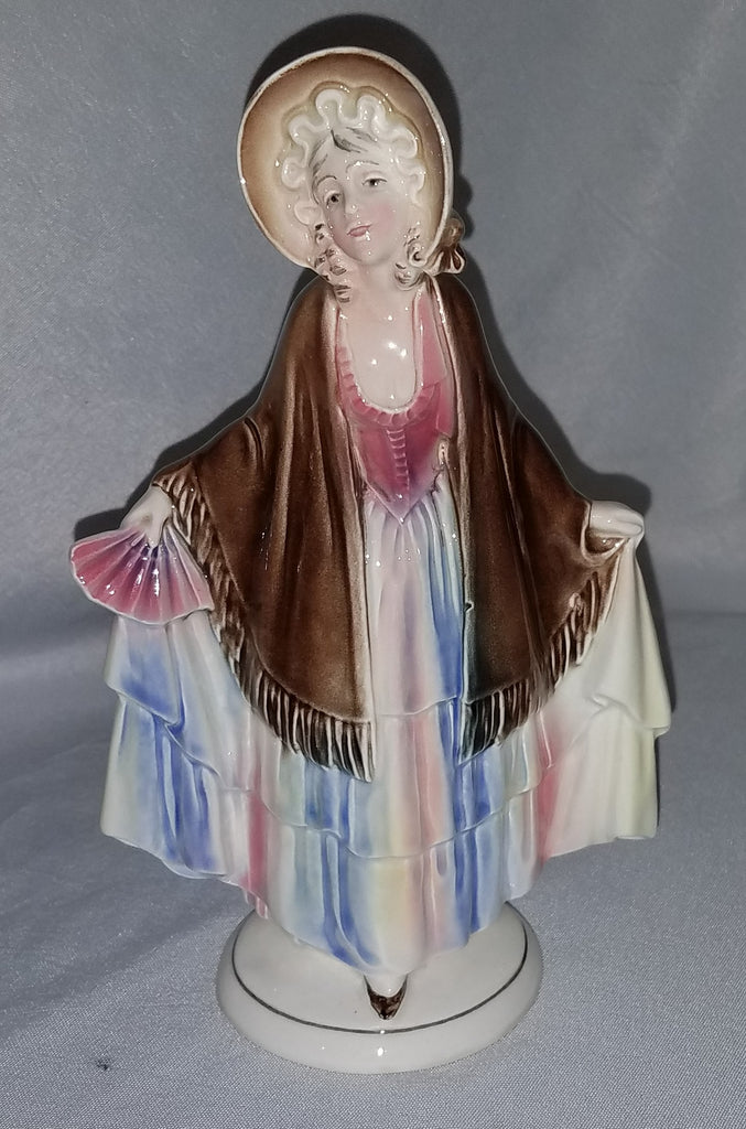Hertwig Katzhutte German Porcelain Figurine Woman in Shawl & Bonnet