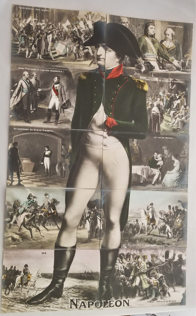 Napoleon Bonaparte Puzzle Installment Postcard Complete 10 Pc Set Made in France