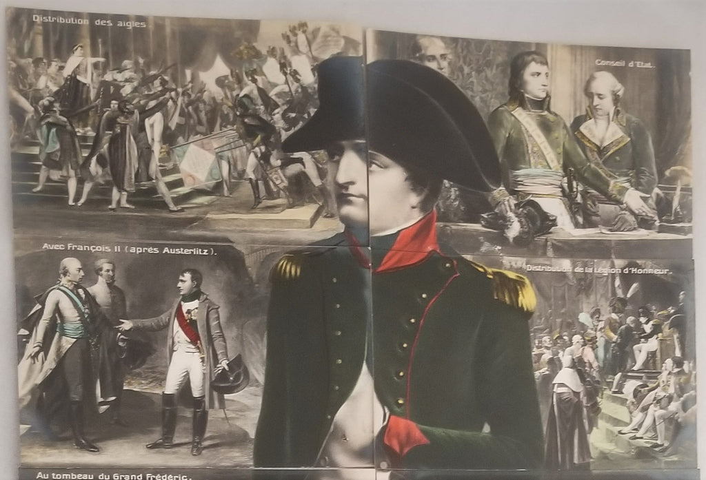 Napoleon Bonaparte Puzzle Installment Postcard Complete 10 Pc Set Made in France