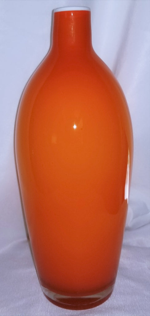 Large Empoli Orange Cased Glass Mid Century Vase