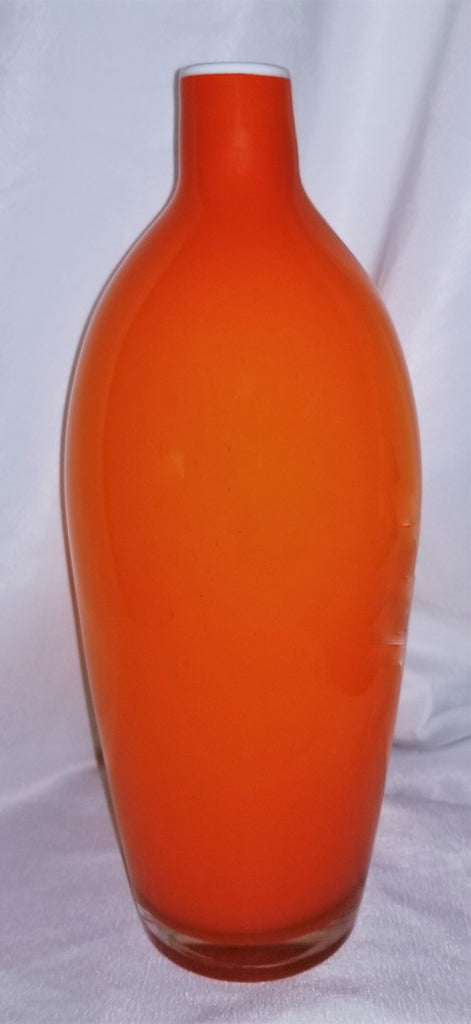 Large Empoli Orange Cased Glass Mid Century Vase