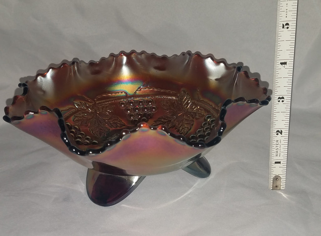Northwood Amethyst Grape Cable Footed Ruffle Bowl