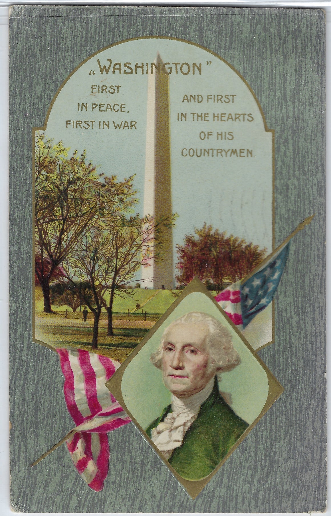 President George Washington with the WASHINGTON Monument Winsch Publishing