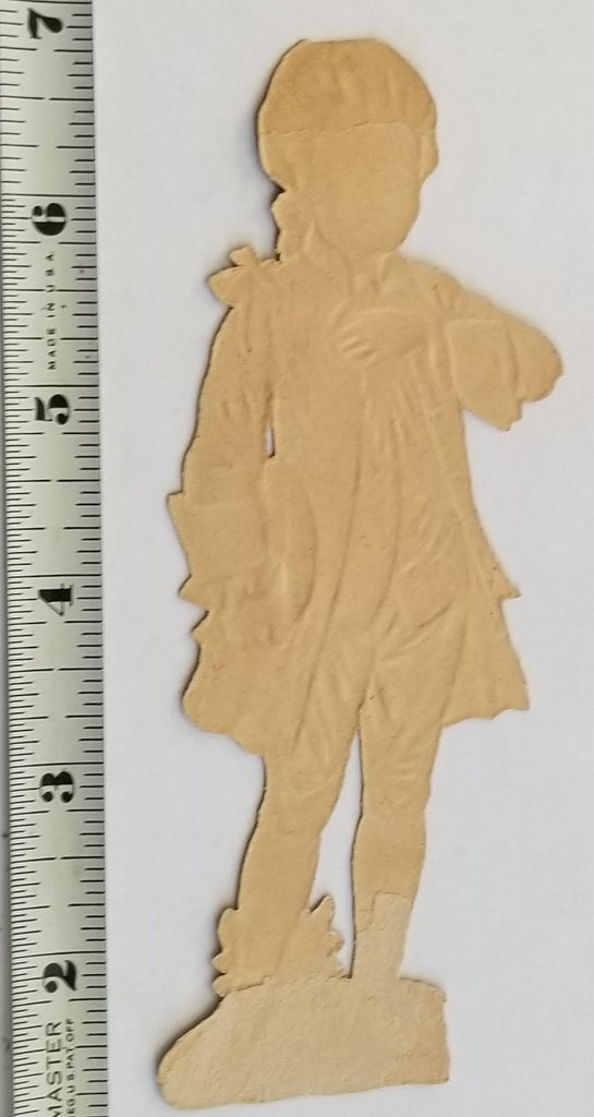 Victorian Die Cut Embossed Regally Dressed French Boy in White Wig Holding His Hat