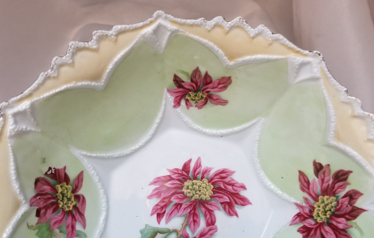 RS Prussia Porcelain Bowl Mold 94 Poinsettia Floral Decor