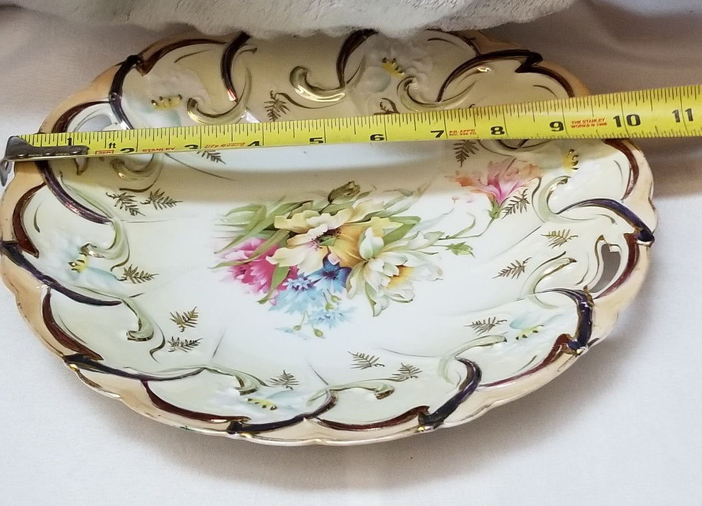 Antique Art Nouveau RS Prussia Porcelain Cake Plate Mold 40 Tiffany Finish