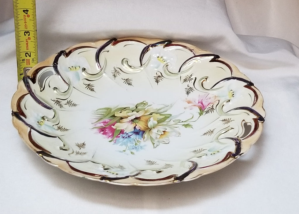 Antique Art Nouveau RS Prussia Porcelain Cake Plate Mold 40 Tiffany Finish