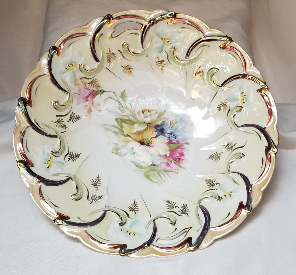 Antique Art Nouveau RS Prussia Porcelain Cake Plate Mold 40 Tiffany Finish