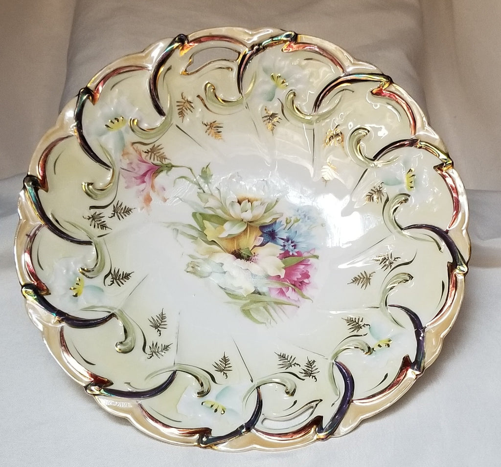 Antique Art Nouveau RS Prussia Porcelain Cake Plate Mold 40 Tiffany Finish