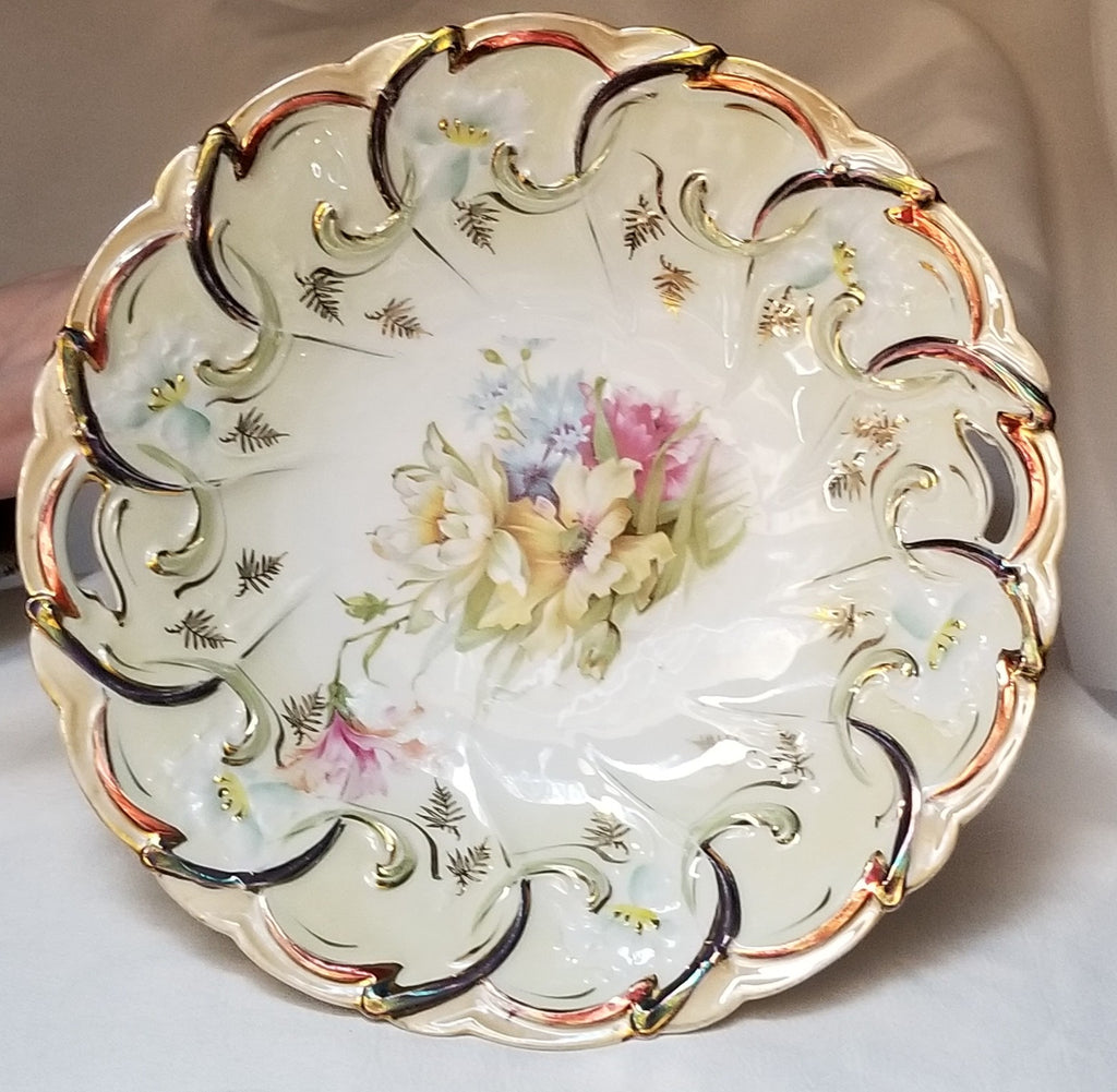 Antique Art Nouveau RS Prussia Porcelain Cake Plate Mold 40 Tiffany Finish