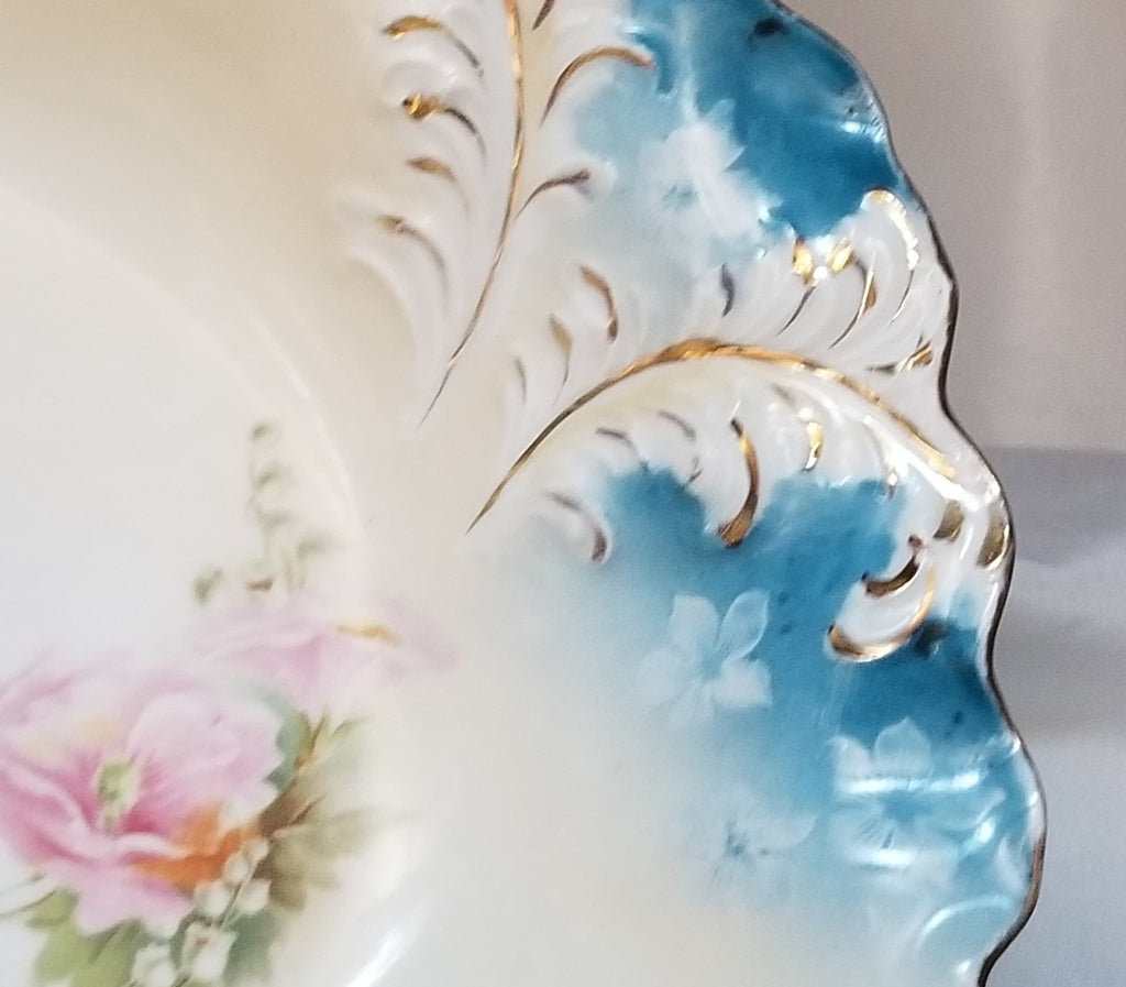 RS Prussia Bowl German Porcelain Plume Mold 16