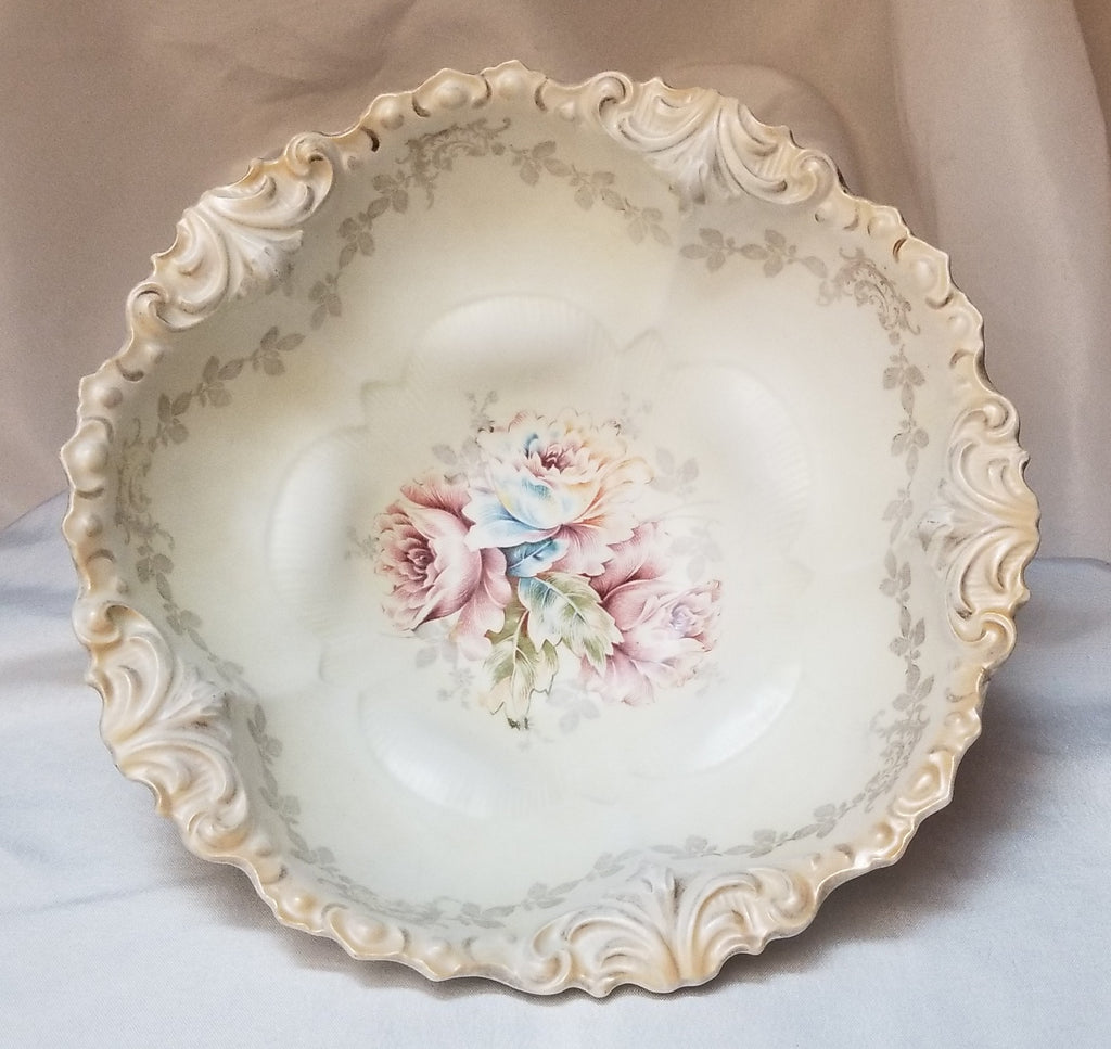 RS Prussia Porcelain Bowl Fleur De Lis Mold Satin Matte Finish