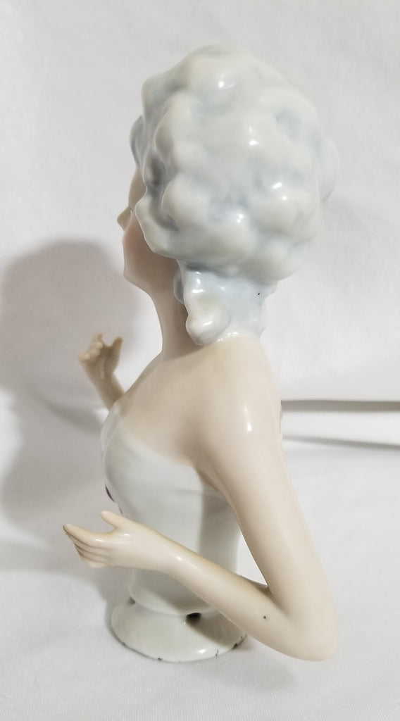 Large GOEBEL Half Doll 6" Arms Away 1308 Camisole Top Marie Antoinette Silver Hair Style