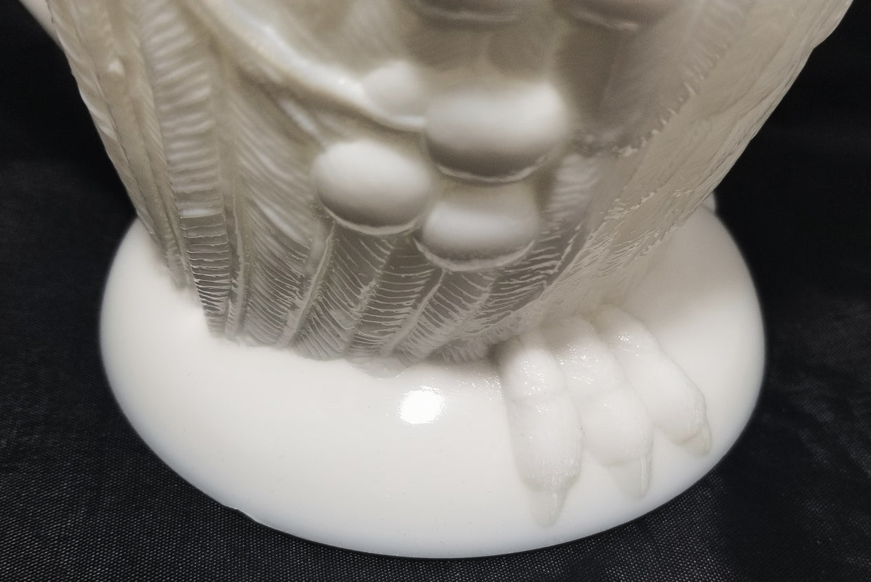 Bryce Opaque Milk Glass Figural Owl Pitcher with Glass Eyes