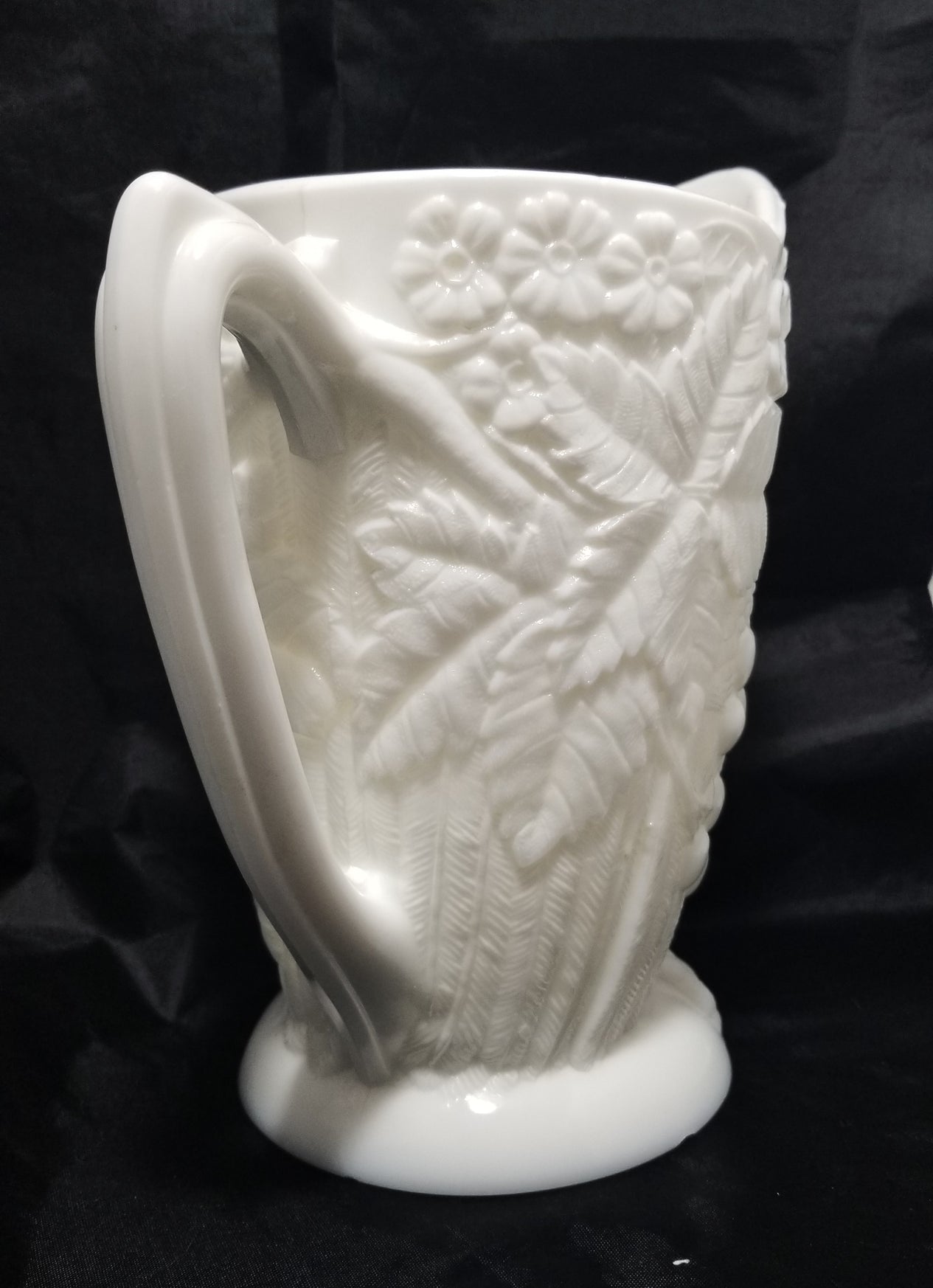 Bryce Opaque Milk Glass Figural Owl Pitcher with Glass Eyes