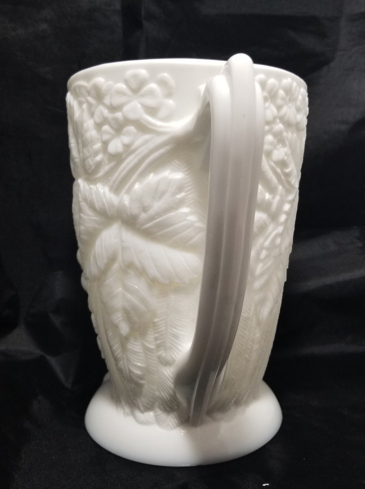 Bryce Opaque Milk Glass Figural Owl Pitcher with Glass Eyes