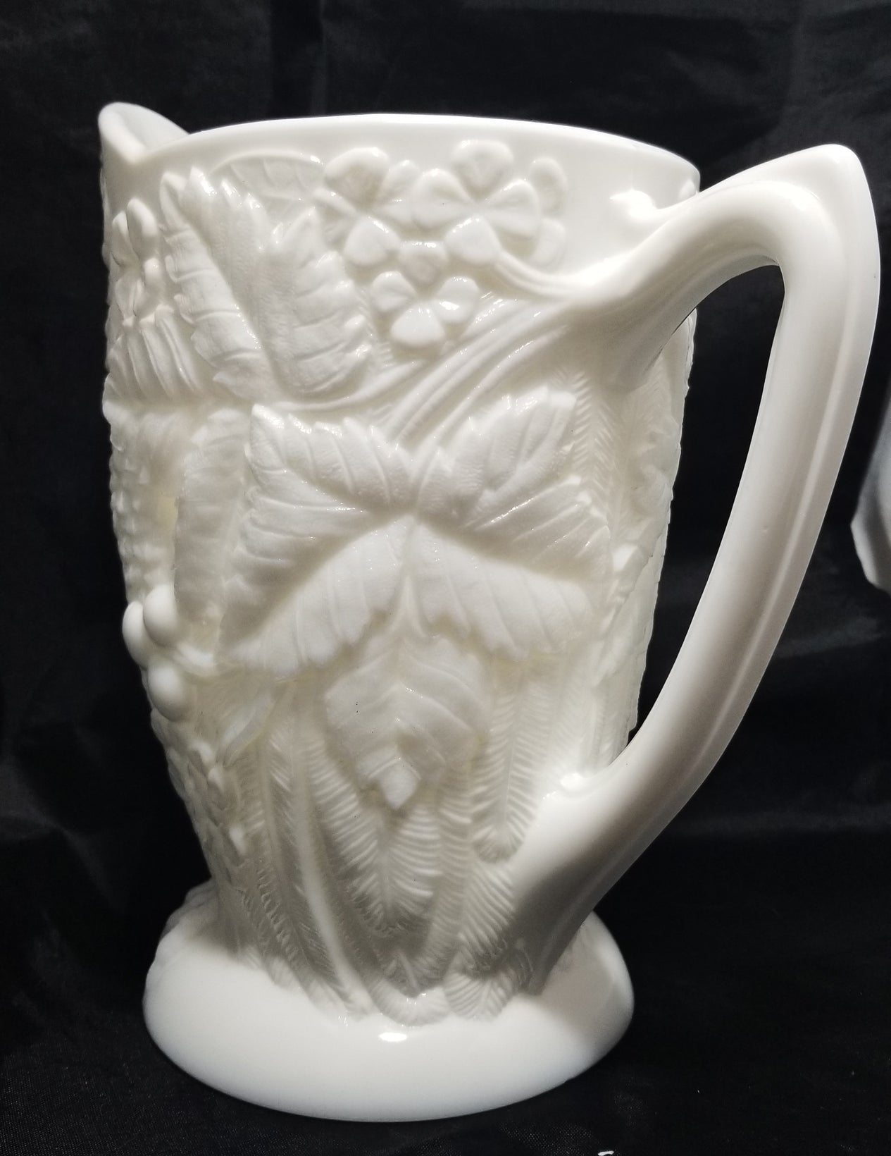 Bryce Opaque Milk Glass Figural Owl Pitcher with Glass Eyes