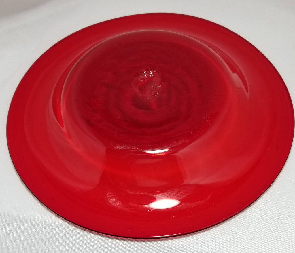MCM Venetian Ruby Red Art Glass Console Center Bowl w/ Rolled Rim Attributed to Murano