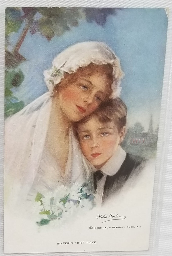 Philip Boileau Postcard Sister's First Love No 827 Siblings Hugging Reinthal & Newman Publishing