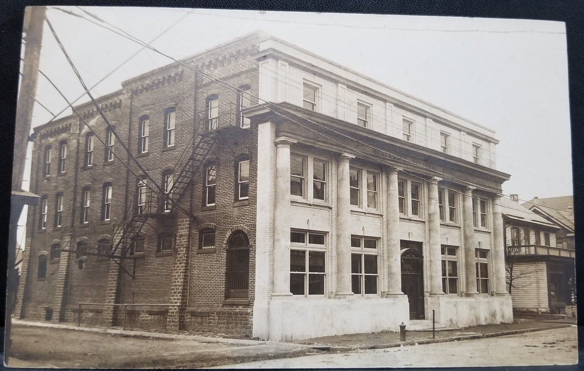 RPPC Real Photo Postcard Quakertown PA Corner Street View of Merchant National Bank & Houses Circa 1910