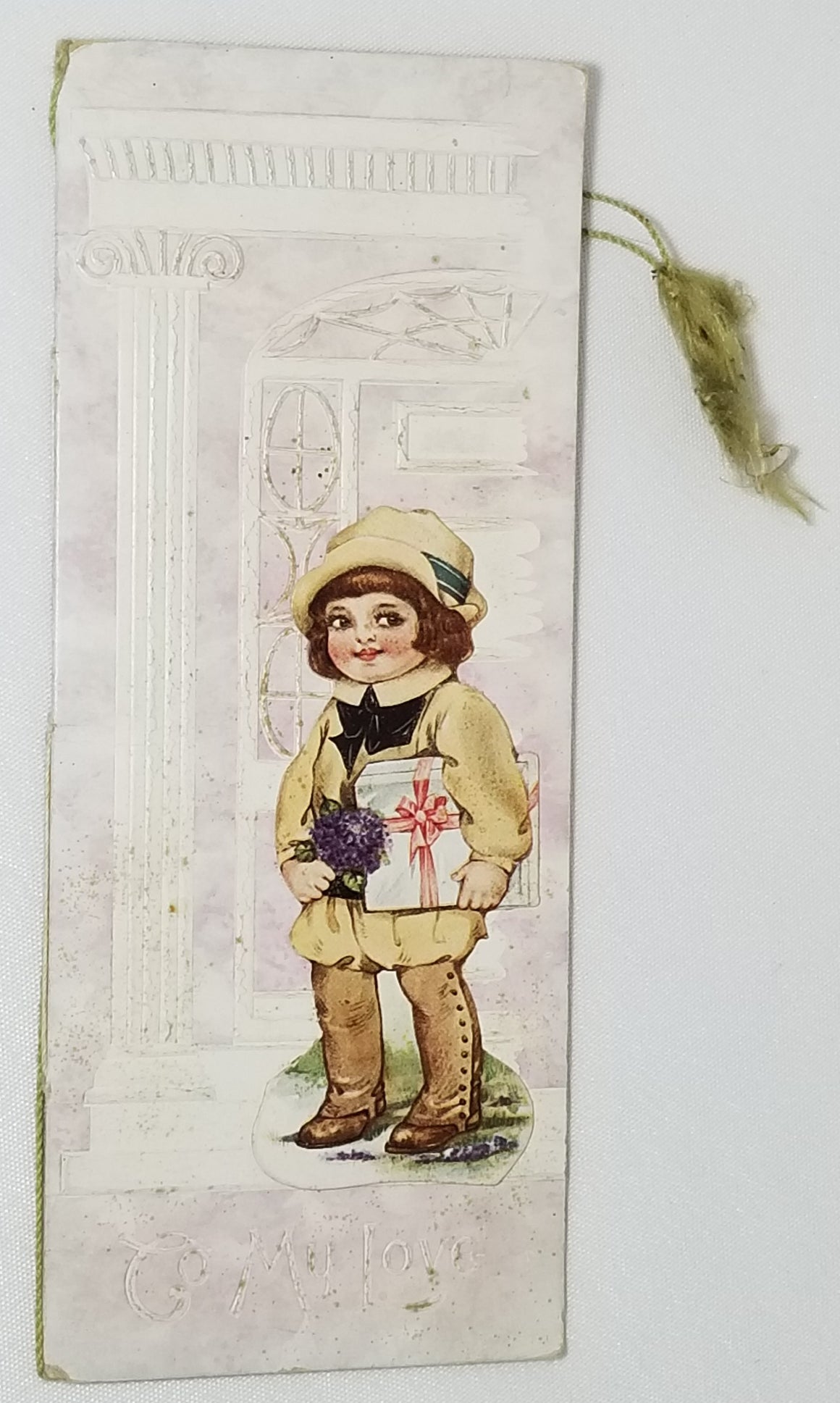 Antique Die Cut Embossed Valentine Booklet Card w/ Interior Poem