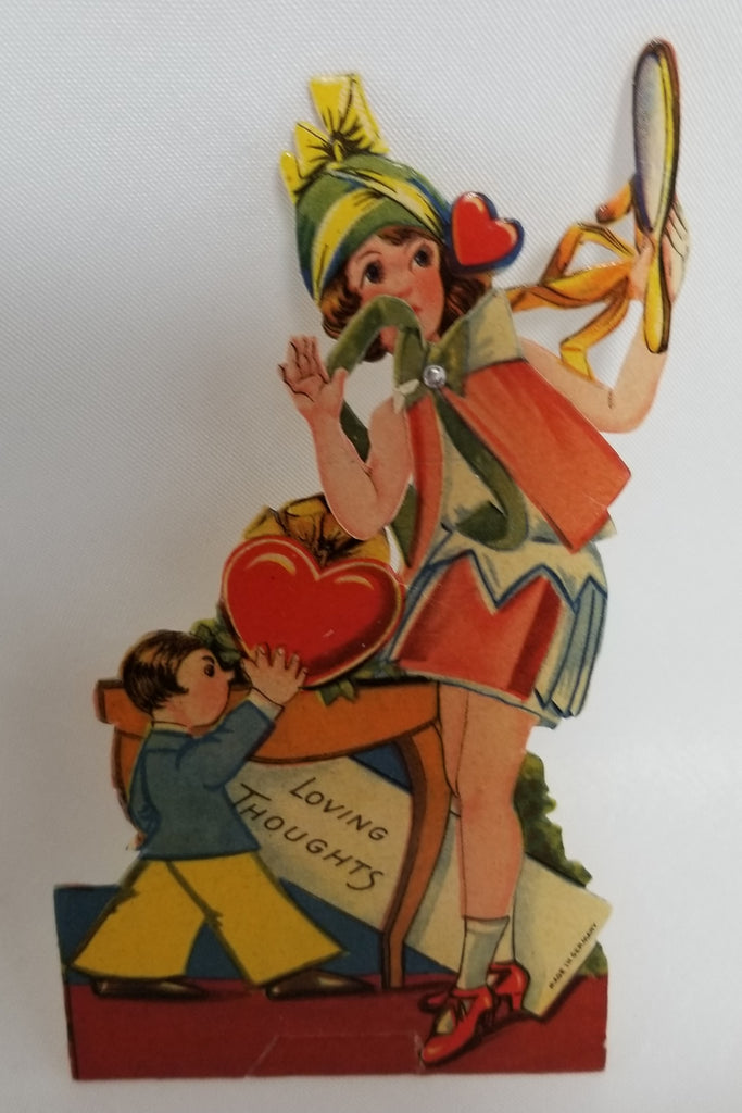 Vintage Antique Die Cut Mechanical Valentine Card Dancing Flapper Made in Germany