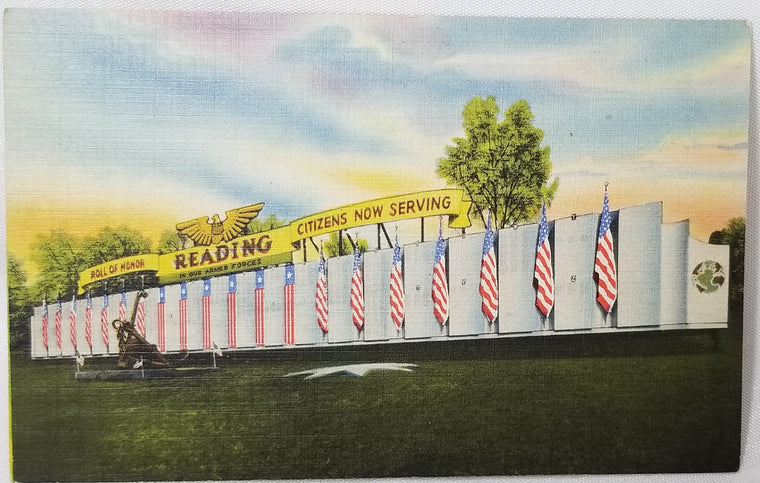 Reading Pennsylvania PA City Park Roll Of Honor Linen Postcard