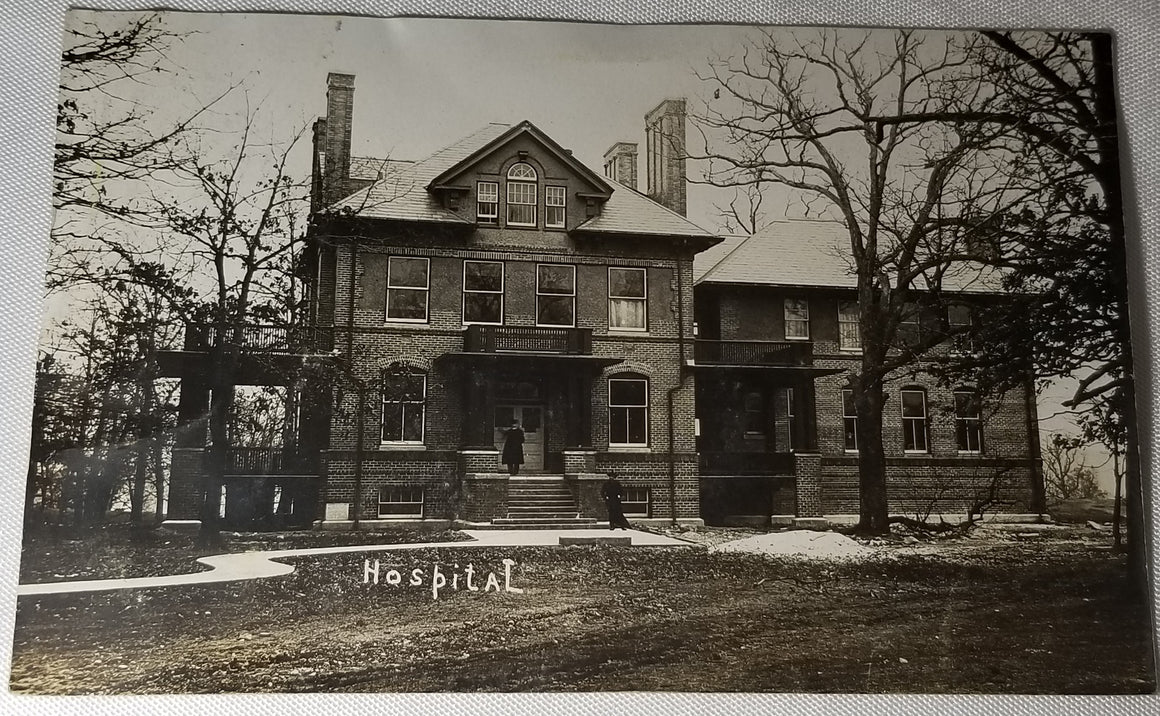 RPPC Real Photo Postcard of Hospital Building in Spring Valley IL Illinois 1909
