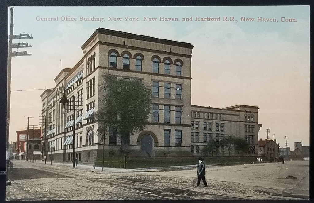 New Haven CT Postcard NY Hartford RR Railroad Office Building 1909 Real Photo Type Post Card