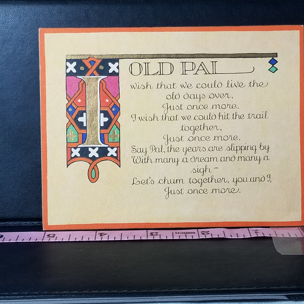 Vintage Paul Volland Arts Craft Card My Pal Poem