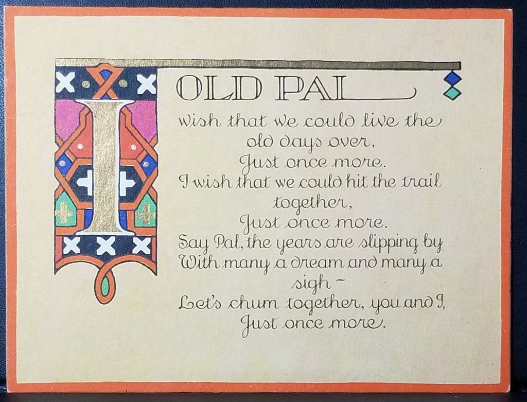 Vintage Paul Volland Arts Craft Card My Pal Poem