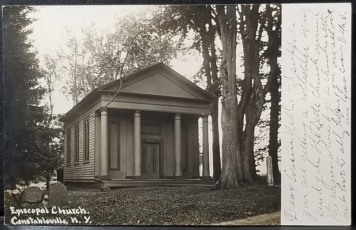 RPPC Real Photo Postcard of the Episcopal Church in ConstableVille NY 1907