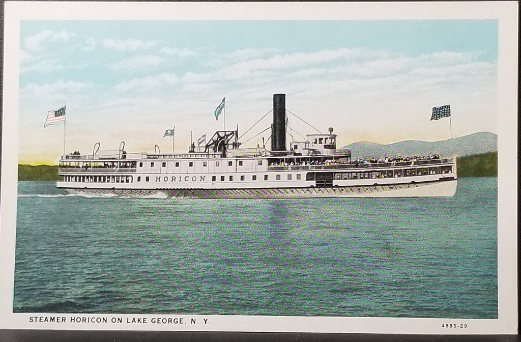 Lake George Adirondacks NY Postcard Steamer Horicon on Water NM