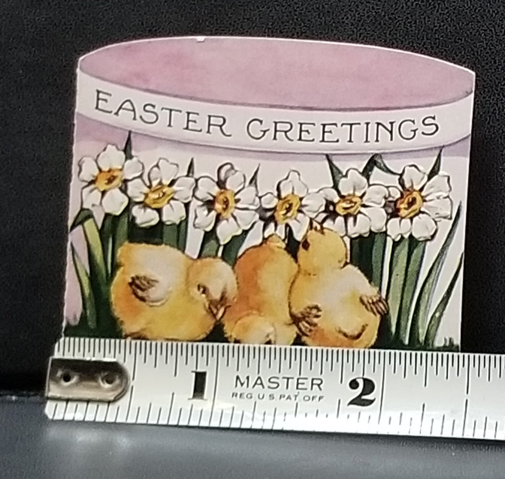 Easter Die Cut with Baby Ducks Smelling Daisies Mechanical Card Opens Into Hat