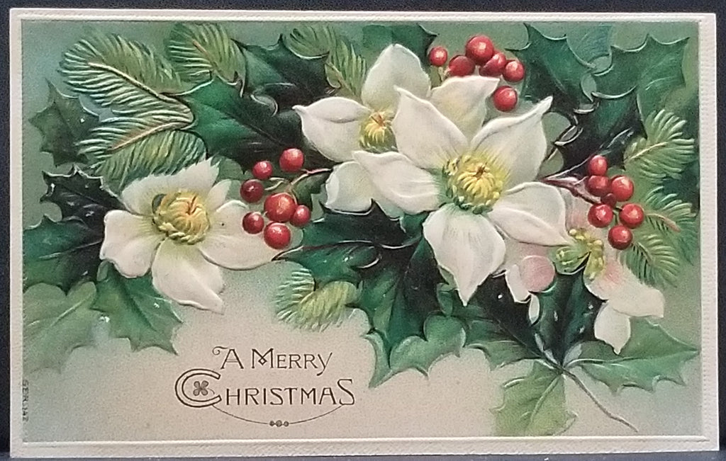 Christmas Flowers Postcard Embossed IAPC Series 142