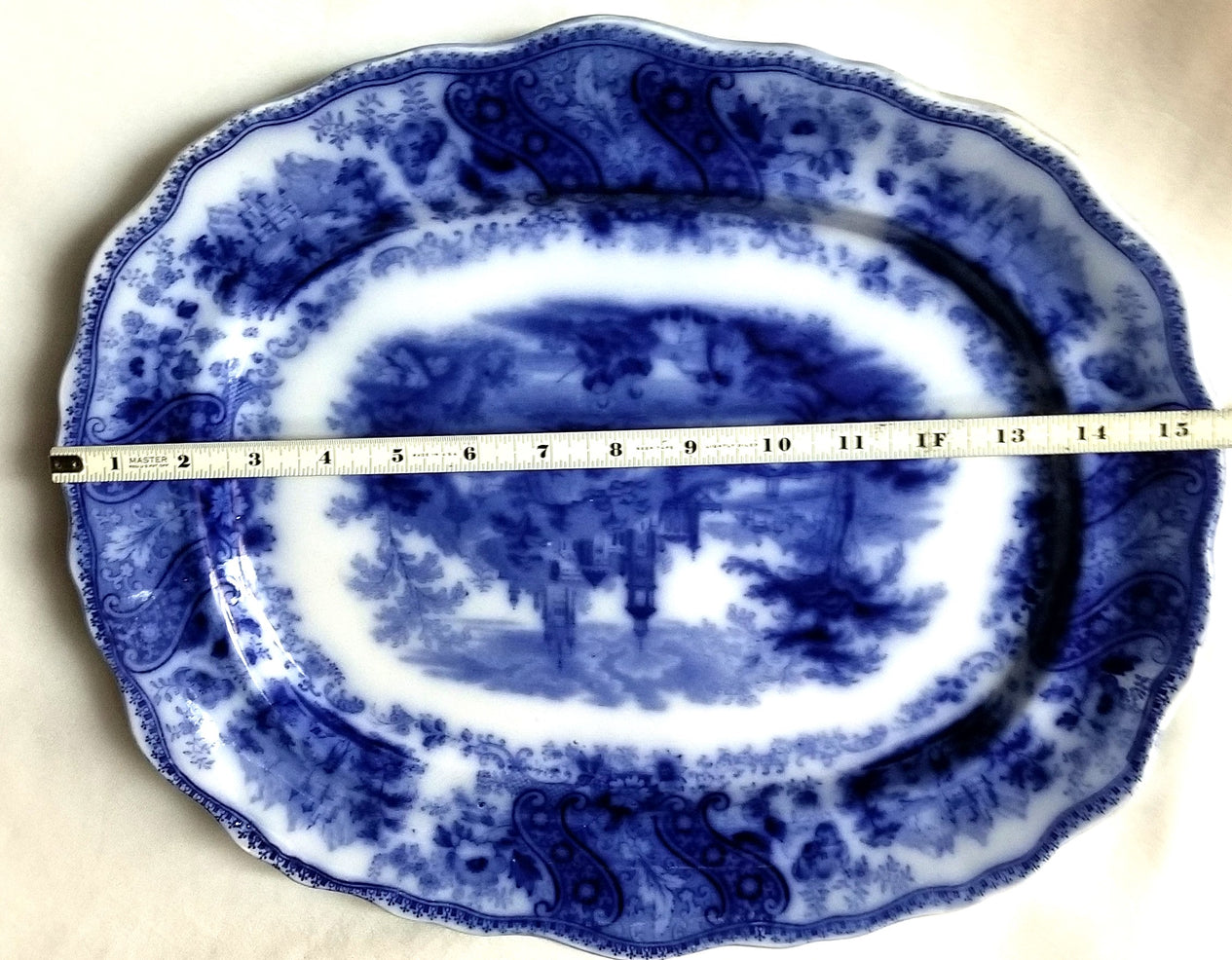 English Burgess & Leigh Middleport Platter with Nonpareil Flow Blue Pattern