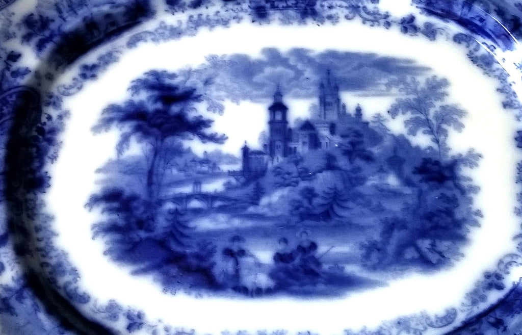 English Burgess & Leigh Middleport Platter with Nonpareil Flow Blue Pattern