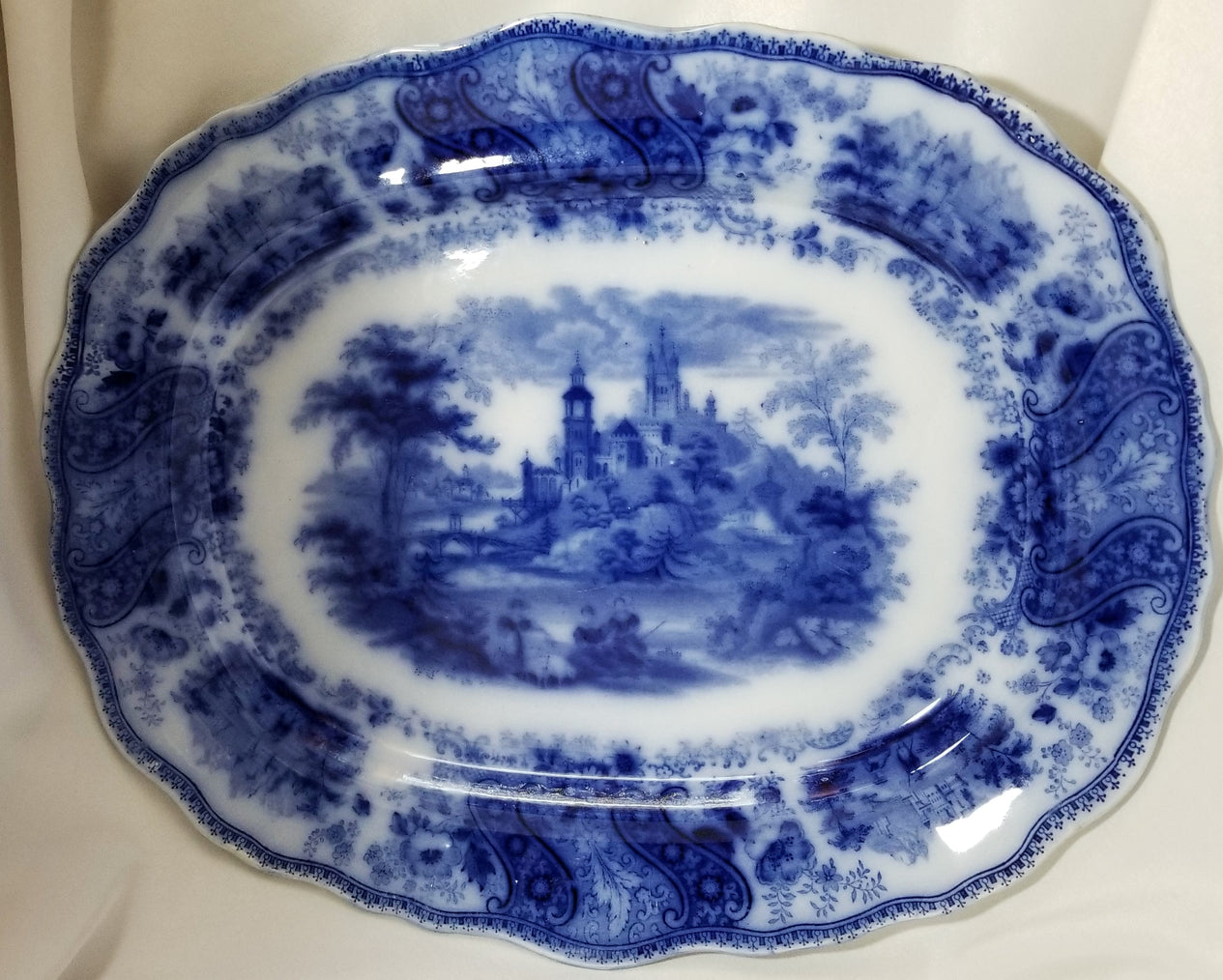 English Burgess & Leigh Middleport Platter with Nonpareil Flow Blue Pattern