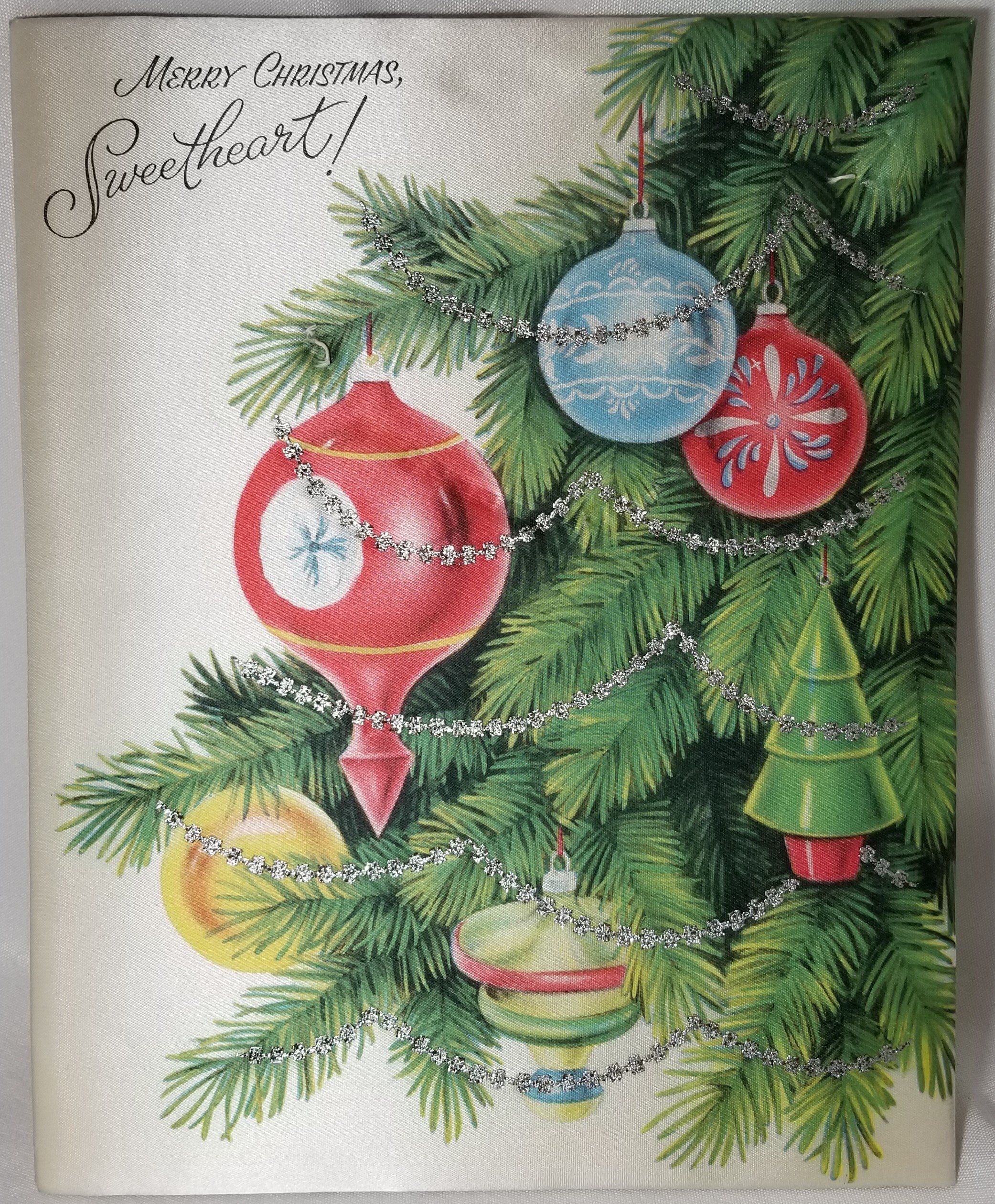 Vintage Christmas Card Padded Puff Silk To My Sweetheart Hanging ...