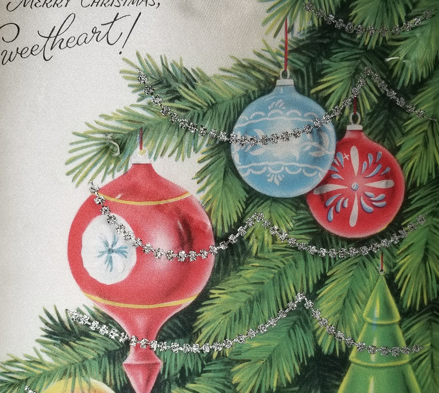 Vintage Christmas Card Padded Puff Silk To My Sweetheart Hanging Ornam - ChristiesCurios Vintage Christmas Card Padded Puff Silk To My Sweetheart Hanging Ornam - ChristiesCurios
