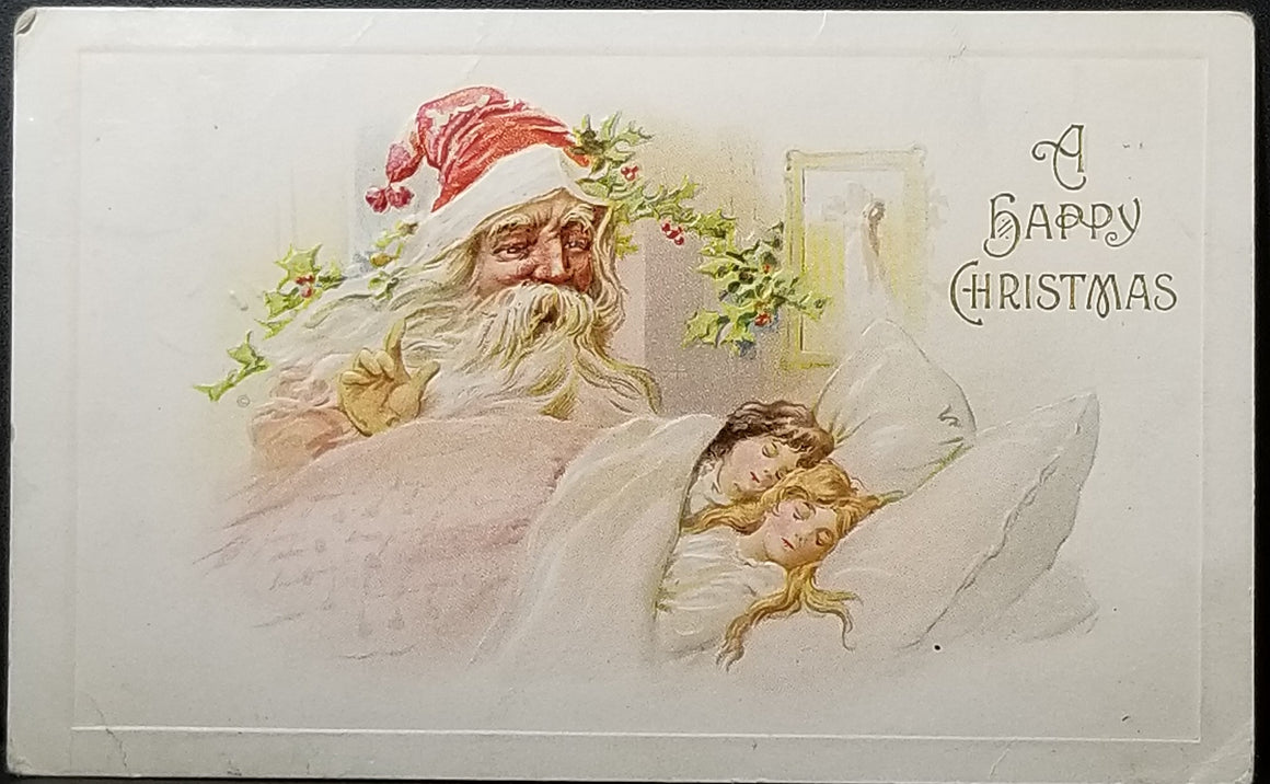 Christmas Postcard Santa Claus with Sleeping Children Series 586