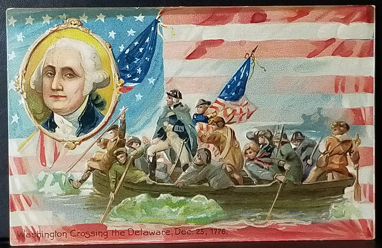 Patriotic Postcard George Washington's Birthday Series 124 Washington Crossing Delaware Raphael Tuck Pub