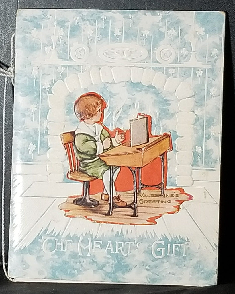 Vintage Antique Valentine Die Cut Embossed Book The Heart's Gift Poem Story