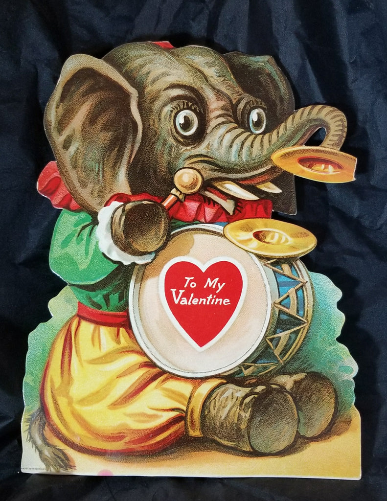 Vintage Antique Large Anthropomorphic Elephant Playing Drums and Cymbals