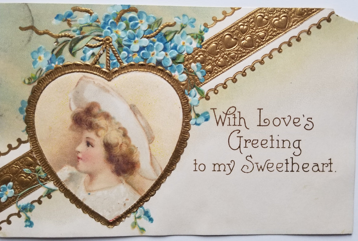 Valentine Postcard Ellen Clapsaddle Child In Gold Heart Series 846