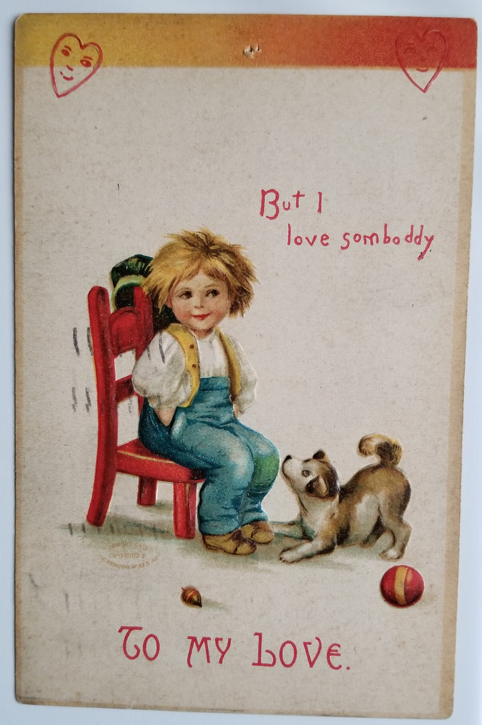 Valentine Postcard Ellen Clapsaddle Child with Puppy Dog Series 831 IAP